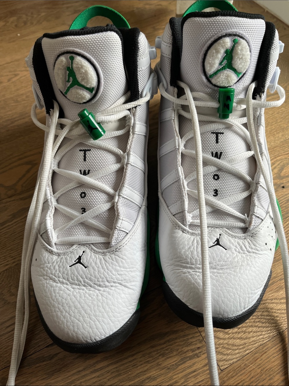 Jordan Men's White and Green Athletic Basketball Shoes